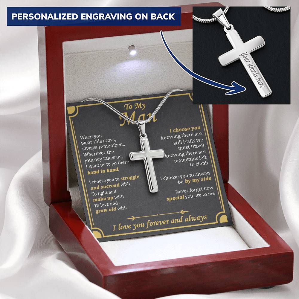 For Your Man - Hundred Worlds - Cross Customize Engraved Cross Necklace