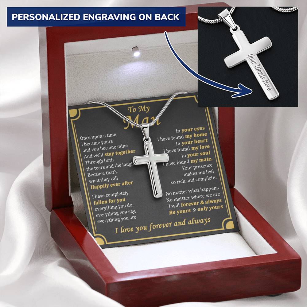 For Your Man - Forever Be Yours - Cross Customize Engraved Cross Necklace
