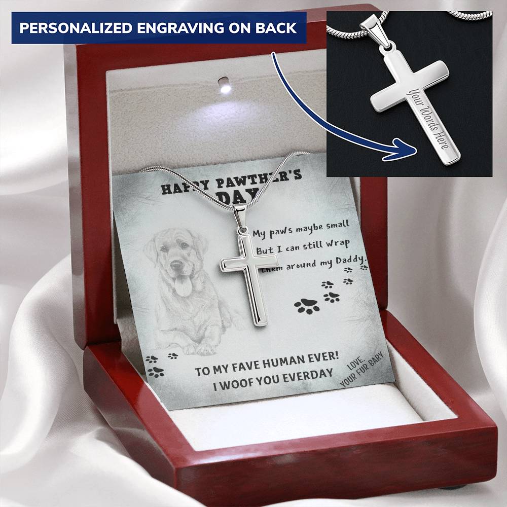 Dog Dad 6 Customize Engraved Cross Necklace
