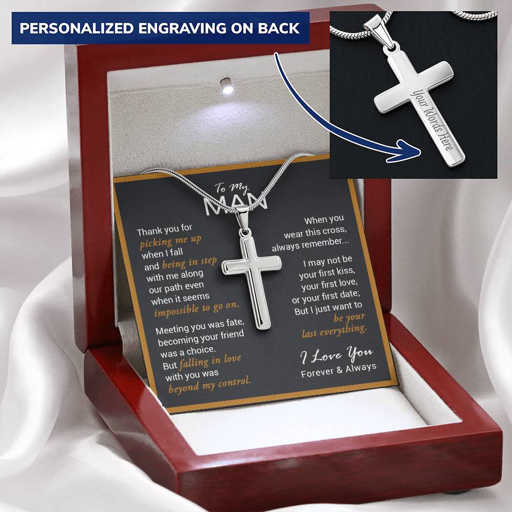 For Your Man - Last Everything 1 - Cross Customize Engraved Cross Necklace
