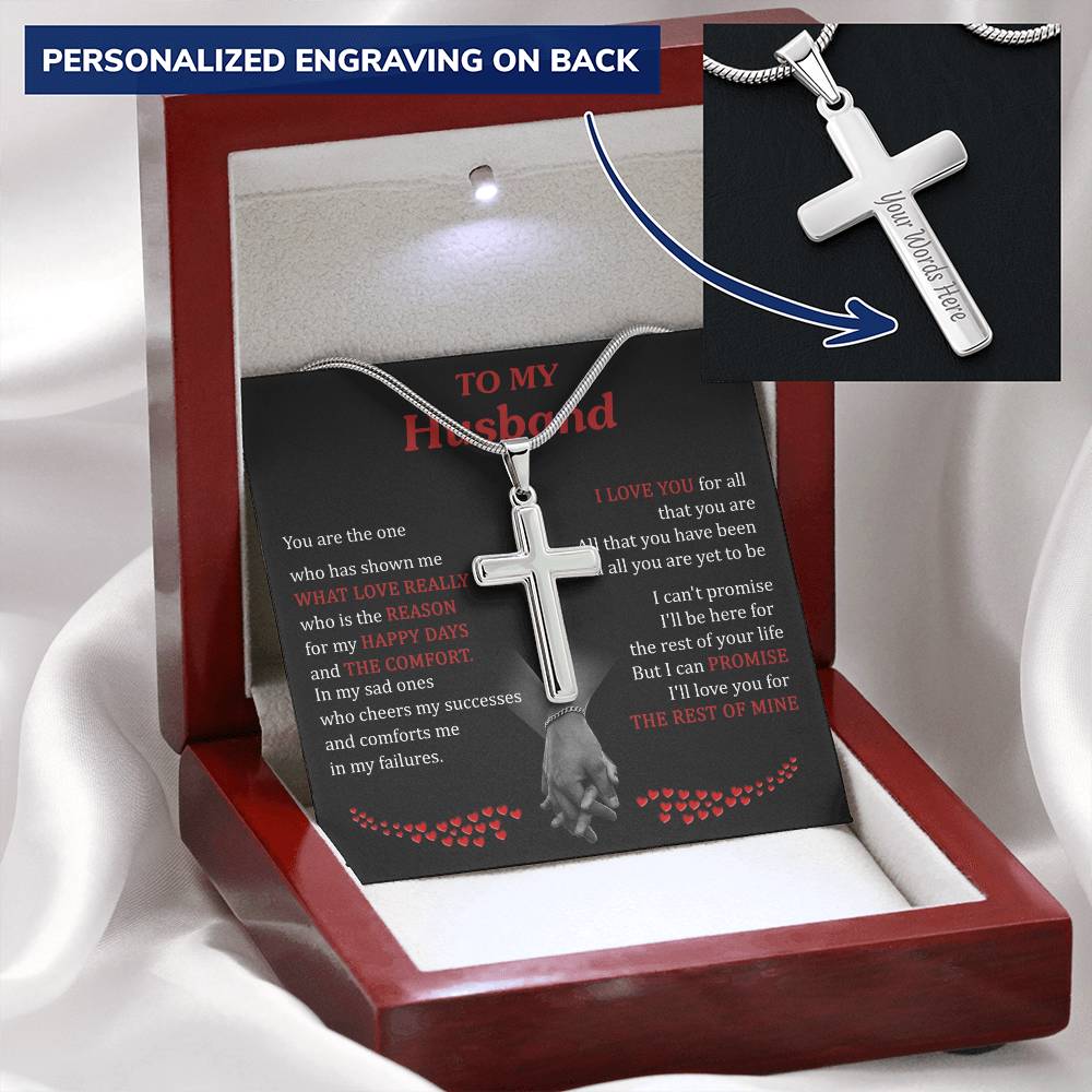 For Husband - What Love Really Is - Cross 1 Customize Engraved Cross Necklace