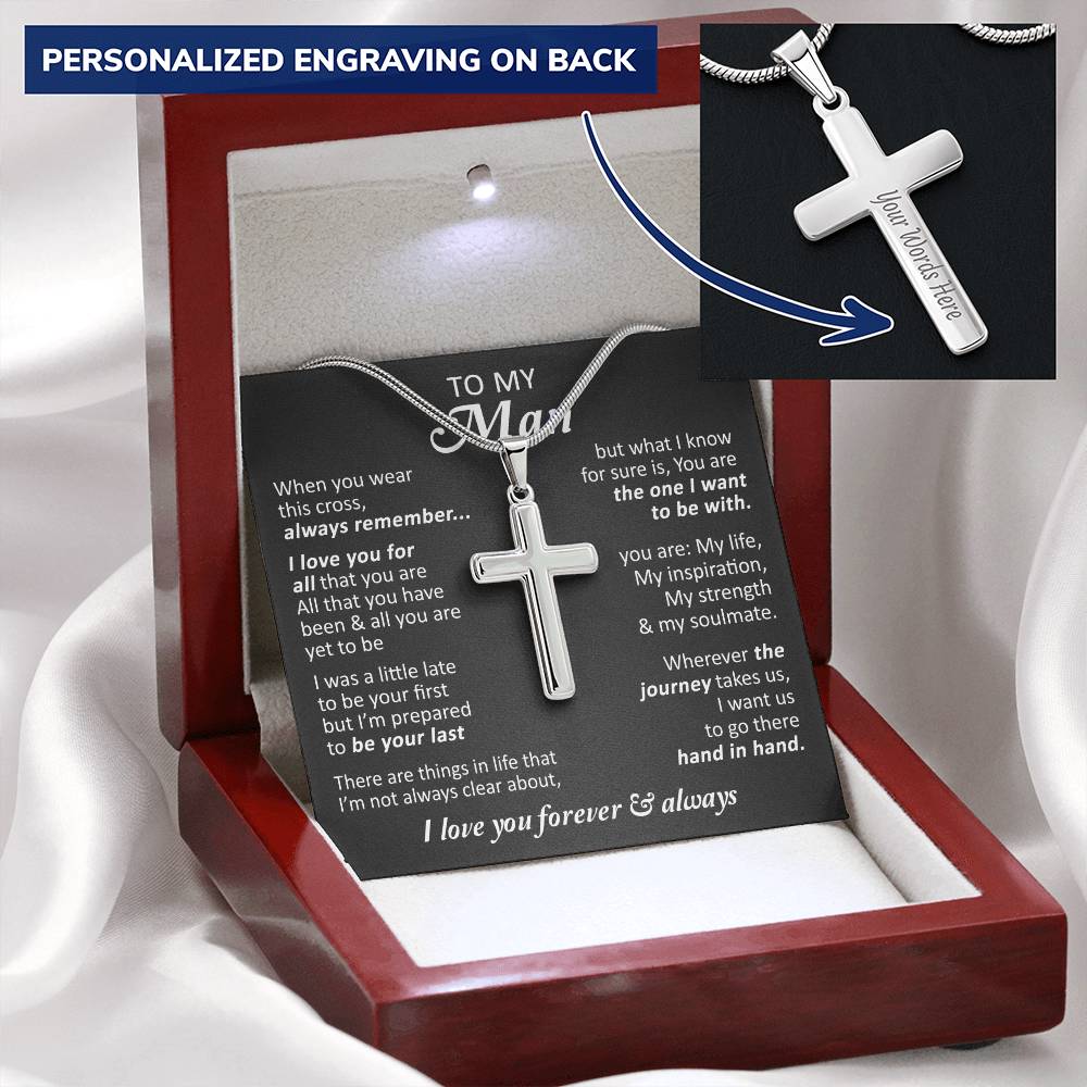 For Your Man - I Know 1 - Cross Customize Engraved Cross Necklace