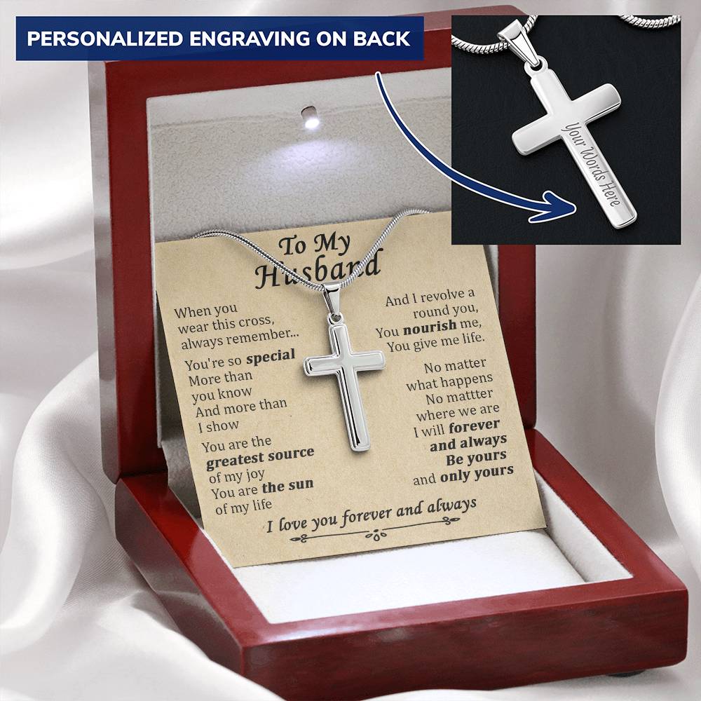 For Husband - More Than I Show - Cross Customize Engraved Cross Necklace