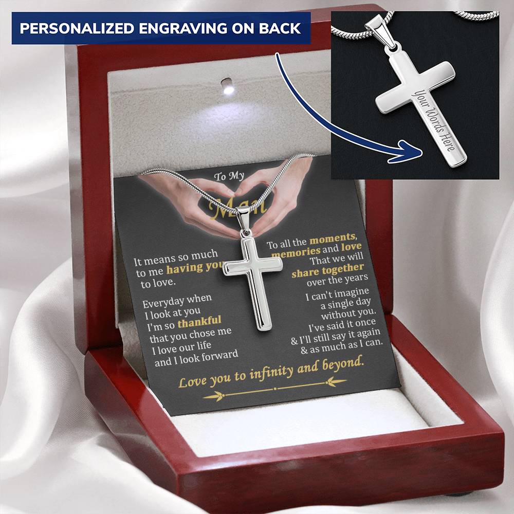 For Your Man - Having You To Love - Cross Customize Engraved Cross Necklace