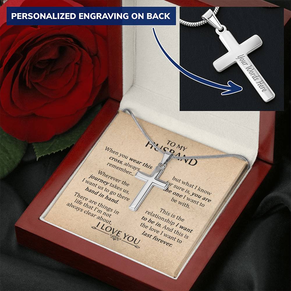 For Husband - When You Wear This Cross Always Remember Customize Engraved Cross Necklace