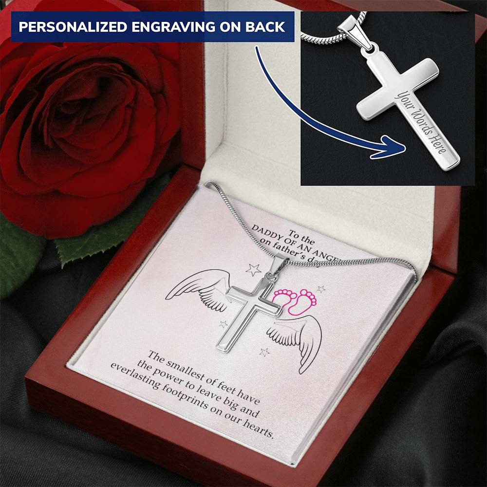Father's Day - Angel - 1 Customize Engraved Cross Necklace