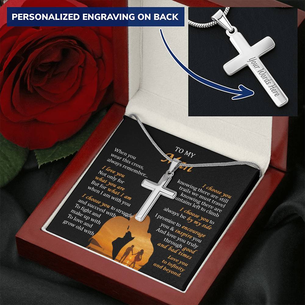 For Your Man - What I Am - Cross Customize Engraved Cross Necklace