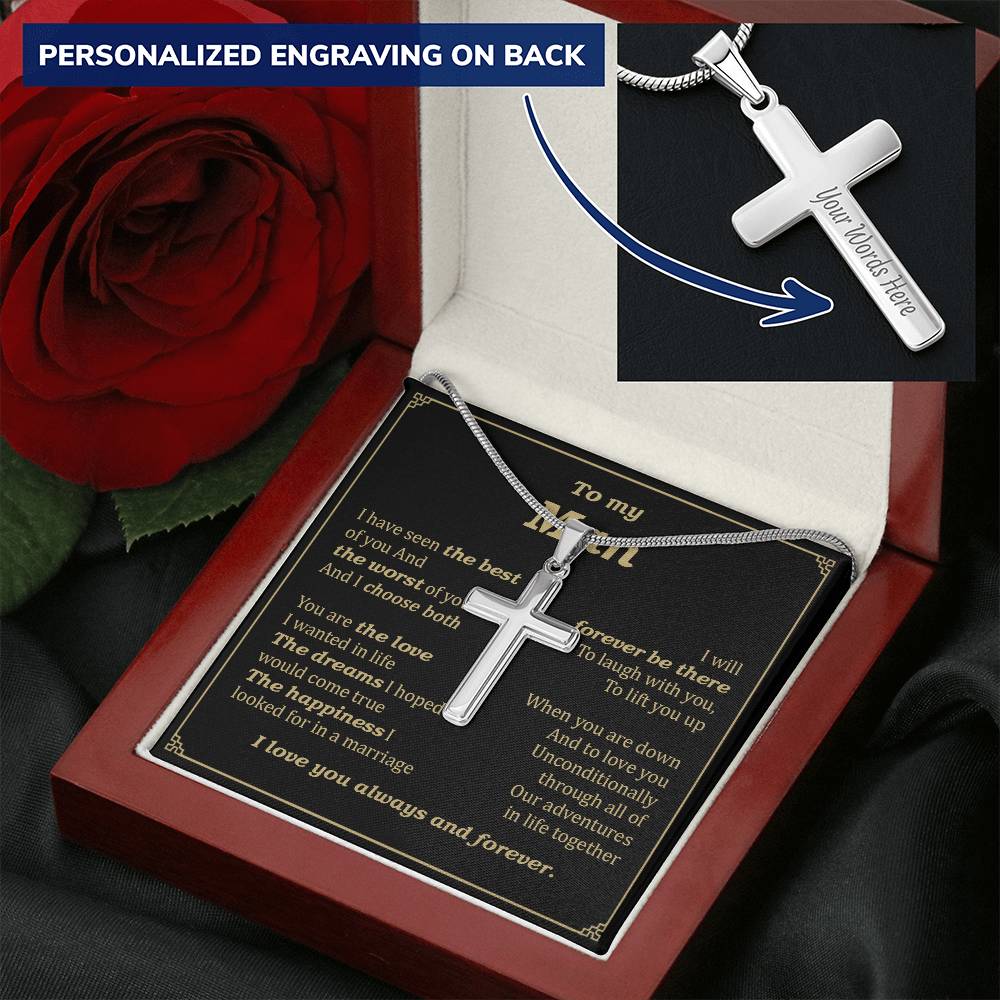 For Your Man - I Choose Both - Cross Customize Engraved Cross Necklace