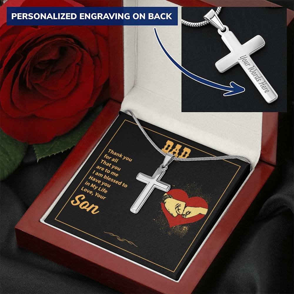 Gift For Dad - Cross Necklace 3 Customize Engraved Cross Necklace