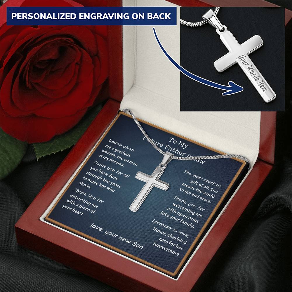 Future Father In Law From Groom - Gracious Woman Customize Engraved Cross Necklace