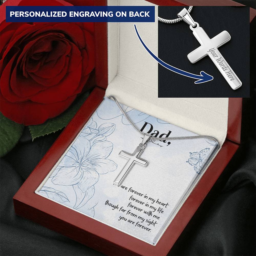Gift For Dad  Customize Cross Necklace  Father Daughter  To My Dad 5 Customize Engraved Cross Necklace