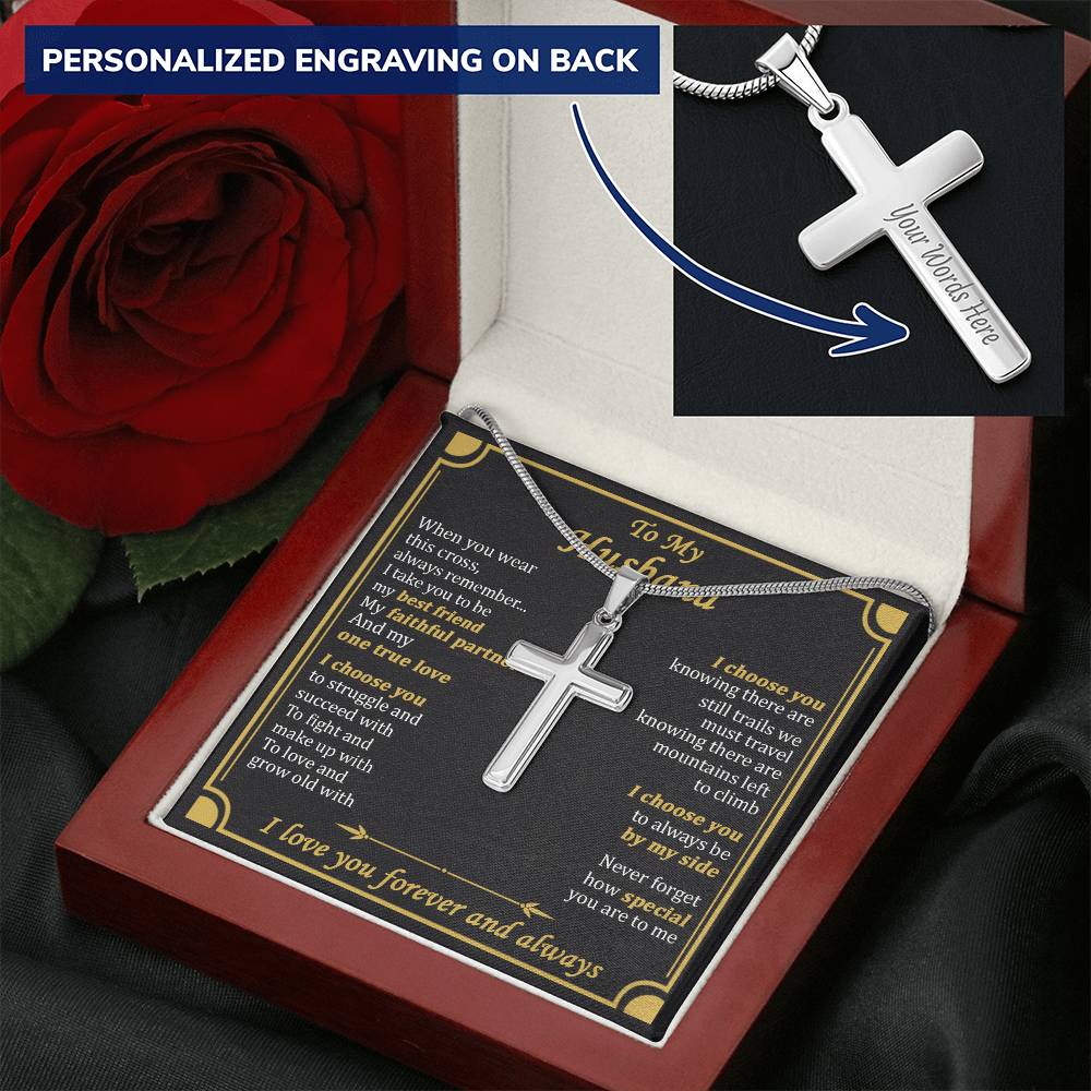 For Husband - To Be My Best Friend - Cross Customize Engraved Cross Necklace