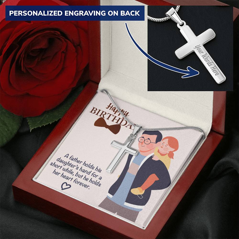 Dad Gift From Daughter Dad Birthday Gift From Daughter  Cross Necklace For Dad. 1 Customize Engraved Cross Necklace
