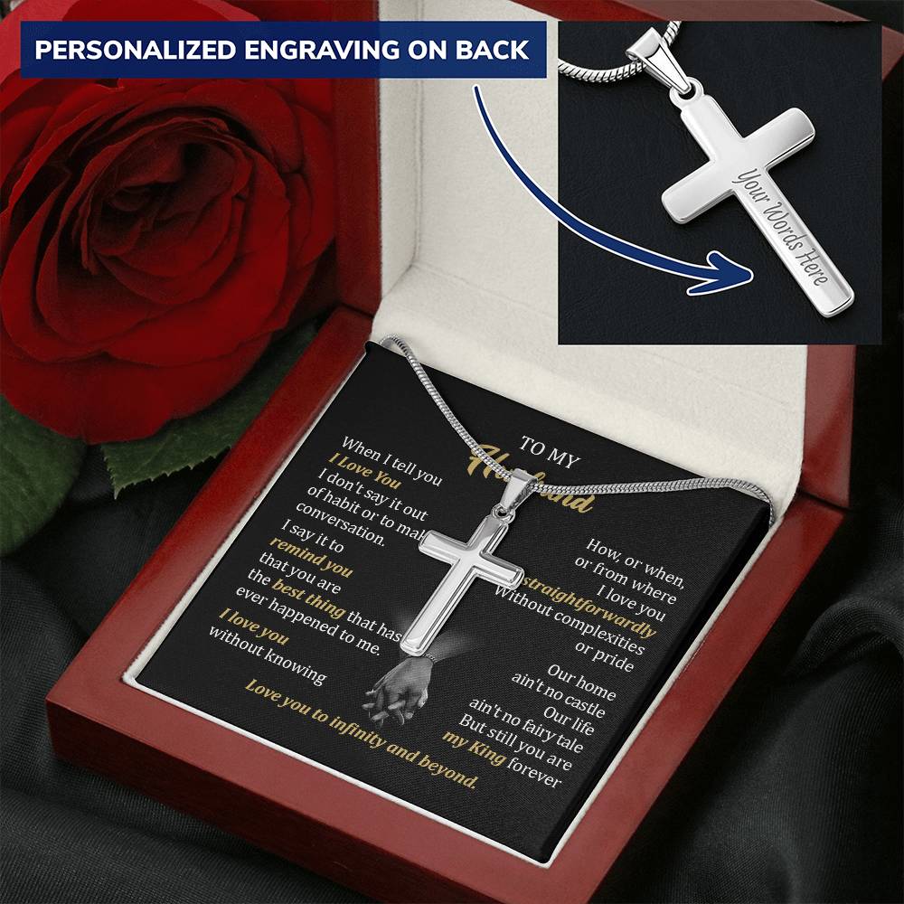 For Husband - Fairy Tale - Cross Customize Engraved Cross Necklace