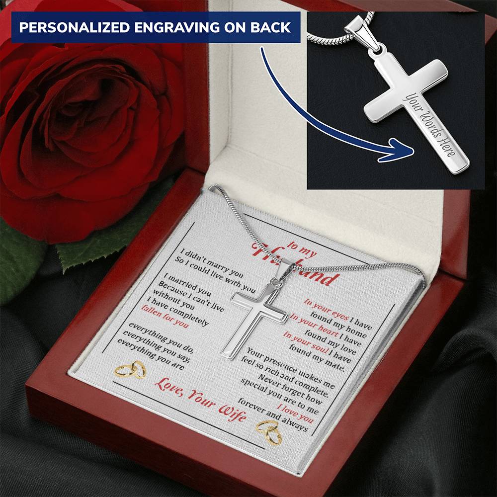 For Husband - Can't Live Without You - Cross Customize Engraved Cross Necklace