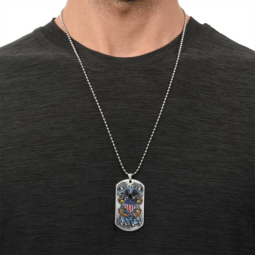 The Sea Is Ours Dog Tag With Military Ball Chain - Army Tag Necklace, Dog Tag Necklace