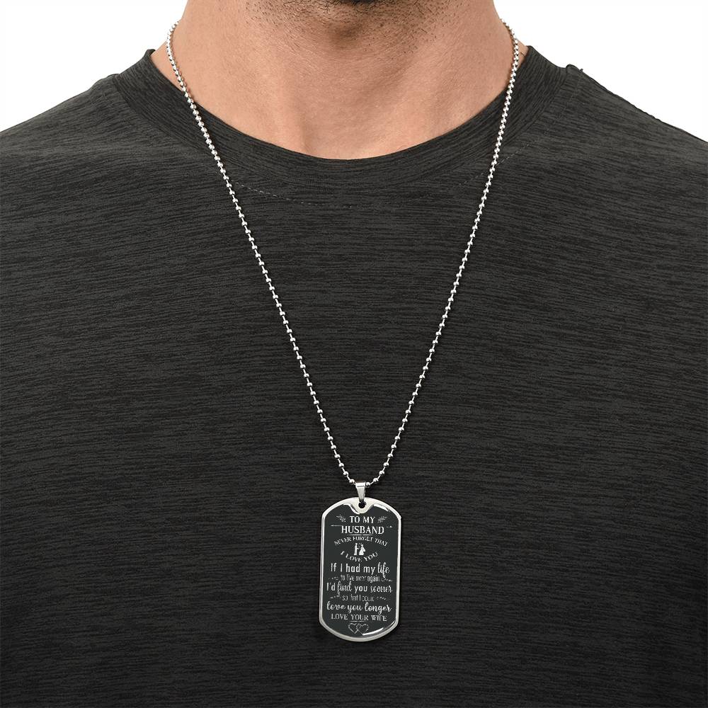 💖 LOVE YOU LONGER 💖 Husband Gift From Wife - Army Tag Necklace, Dog Tag Necklace