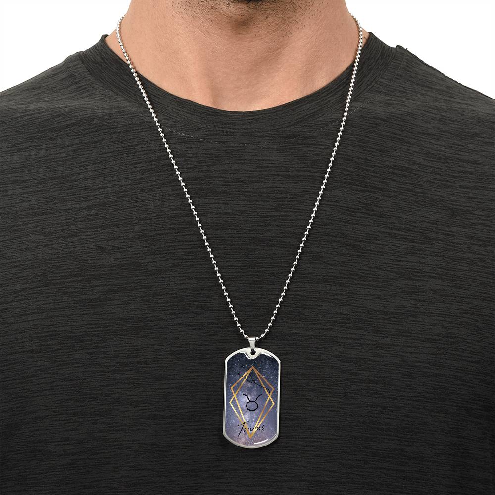 Taurus Galaxy Personalized Dog Tag Necklace - Army Tag Necklace, Dog Tag Necklace