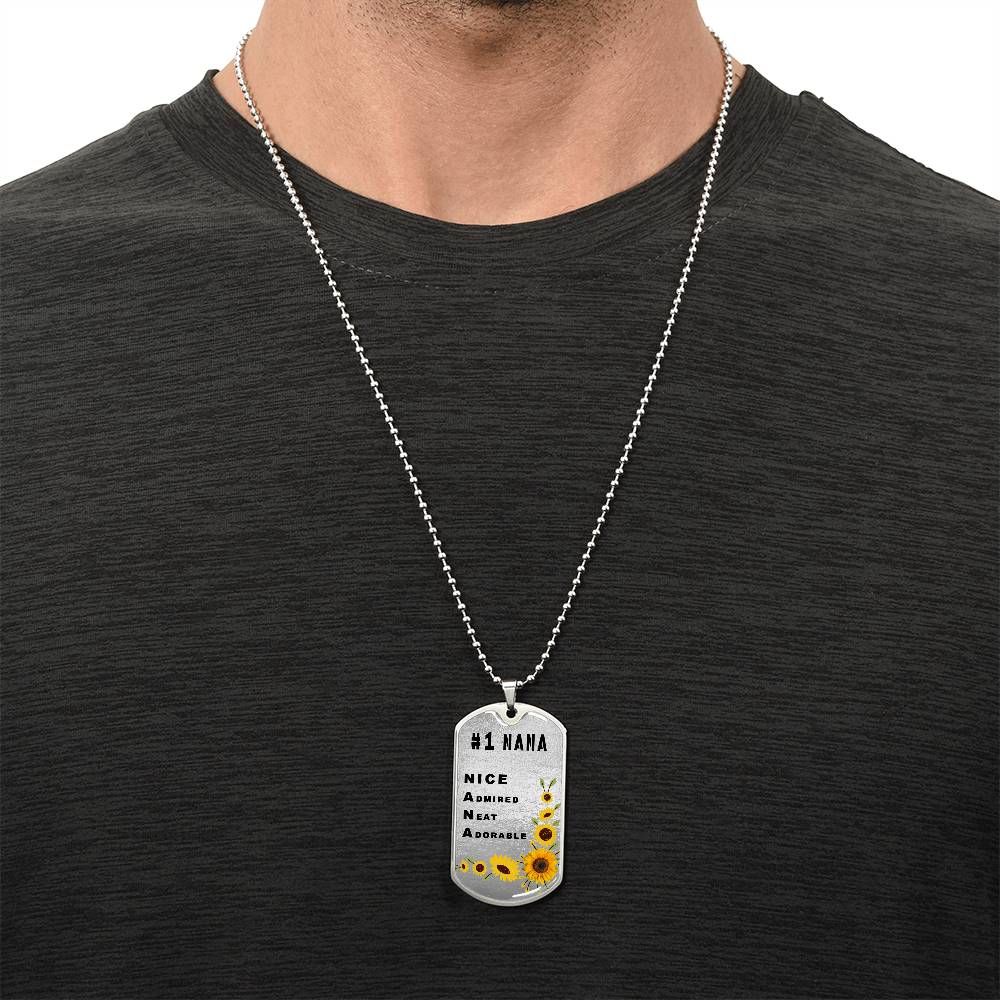 #1 Nana Personalized Dogtag Necklace Silver Mothers Day Gift - Army Tag Necklace, Dog Tag Necklace