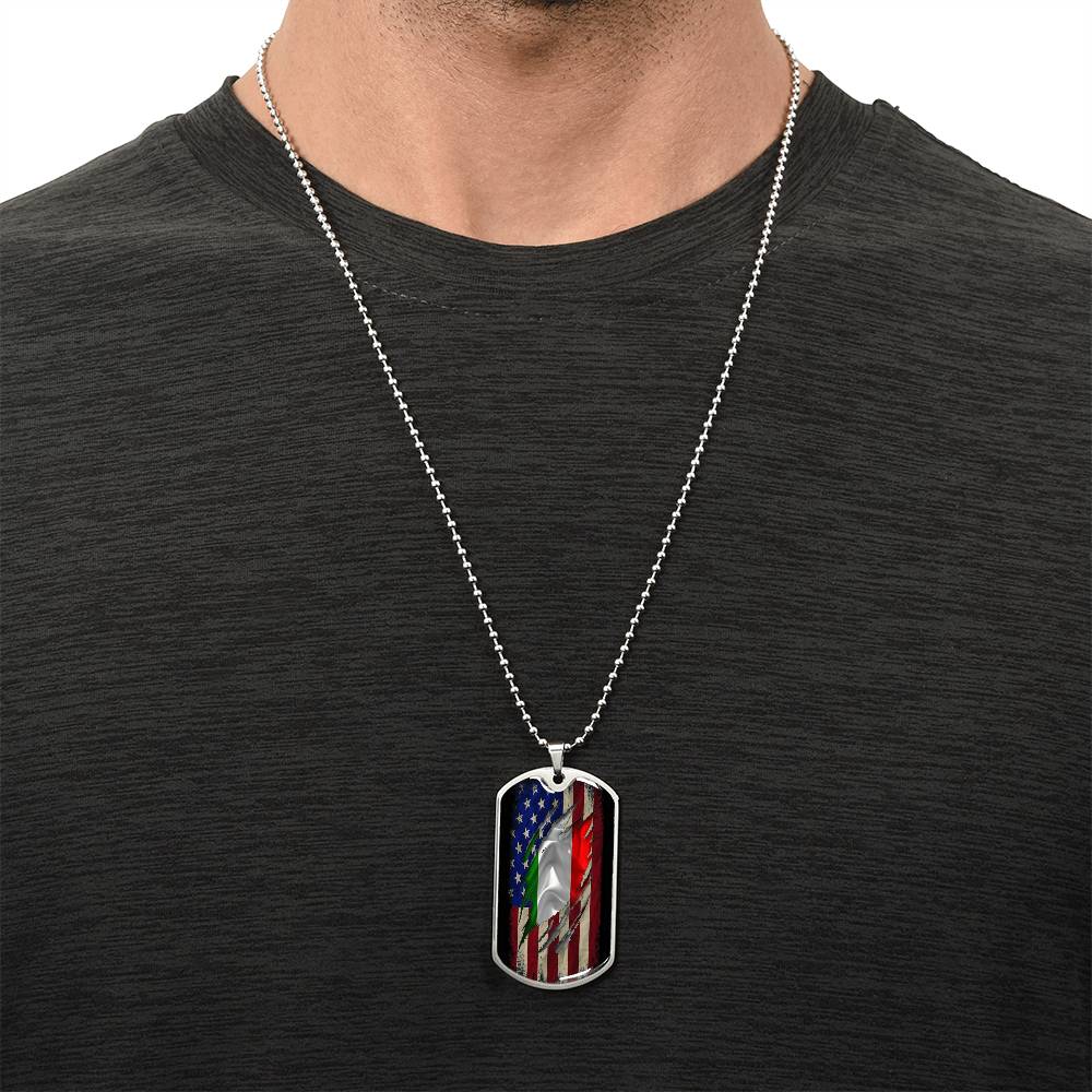 American And Police Flag Stainless Heart, Cop Necklace, Gifts For Dad, Thin Blue Line Necklace - Army Tag Necklace, Dog Tag Necklace