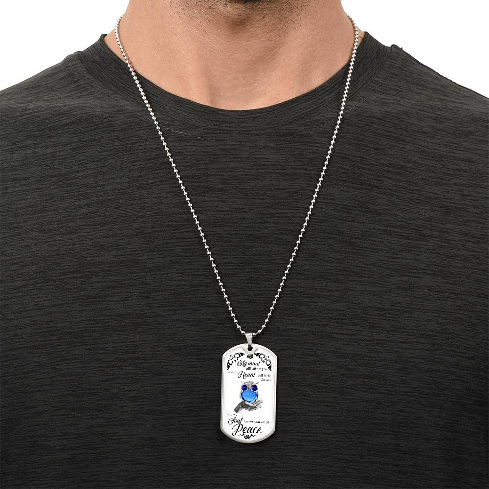 Owl Necklace, Viking And Celtic Inpsiration, With Pentagram And Moon Motif, Little Silver Owl Necklace, Silver Owl Pendant - Army Tag Necklace, Dog Tag Necklace