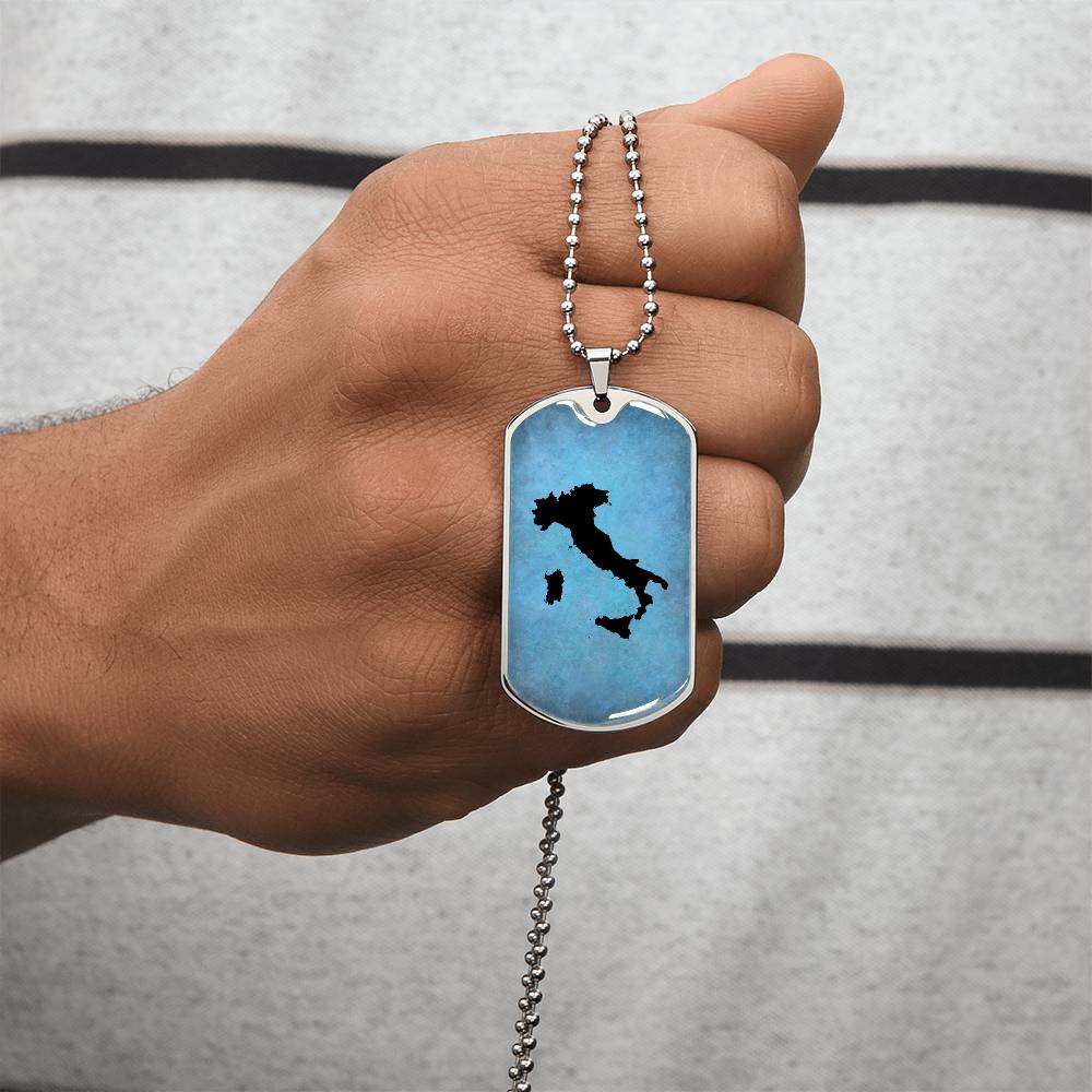 Italy Dog Tag Necklace - Army Tag Necklace, Dog Tag Necklace