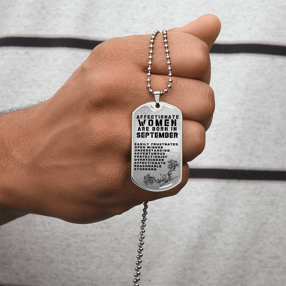 Affectionate Women Are Born In September Luxury Necklace With Dog Tag Silver - Army Tag Necklace, Dog Tag Necklace