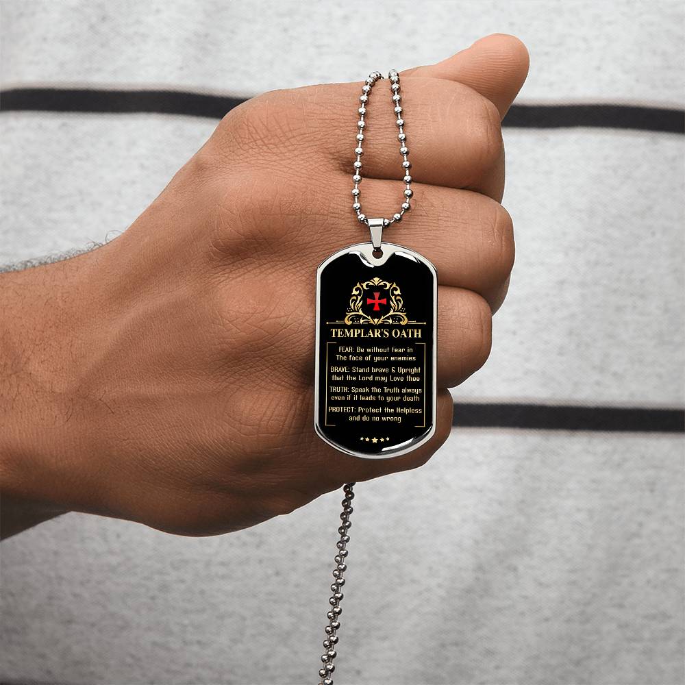 Knight Templar's Oath The Warrior Of Christ - Army Tag Necklace, Dog Tag Necklace