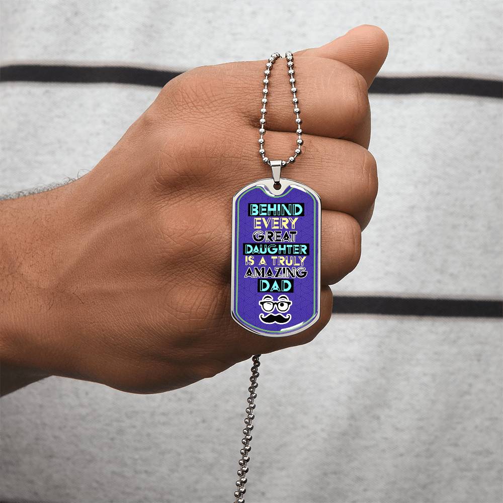 Amazing Dad Dog Dag Necklace, Luxury Dog Tag, Gift For Dad From Daughter - Army Tag Necklace, Dog Tag Necklace