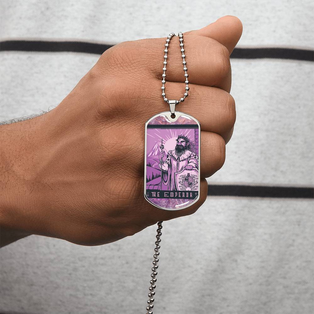 Tarot Card Necklace. Silver Or Gold. For Wiccans, Astrology, Zodiac, Spiritual, Best Friend.  Boho. The Emperor Card - Army Tag Necklace, Dog Tag Necklace