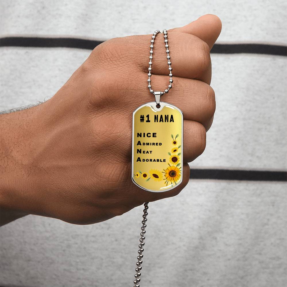 #1 Nana Personalized Dogtag Necklace Gold Mothers Day Gift - Army Tag Necklace, Dog Tag Necklace