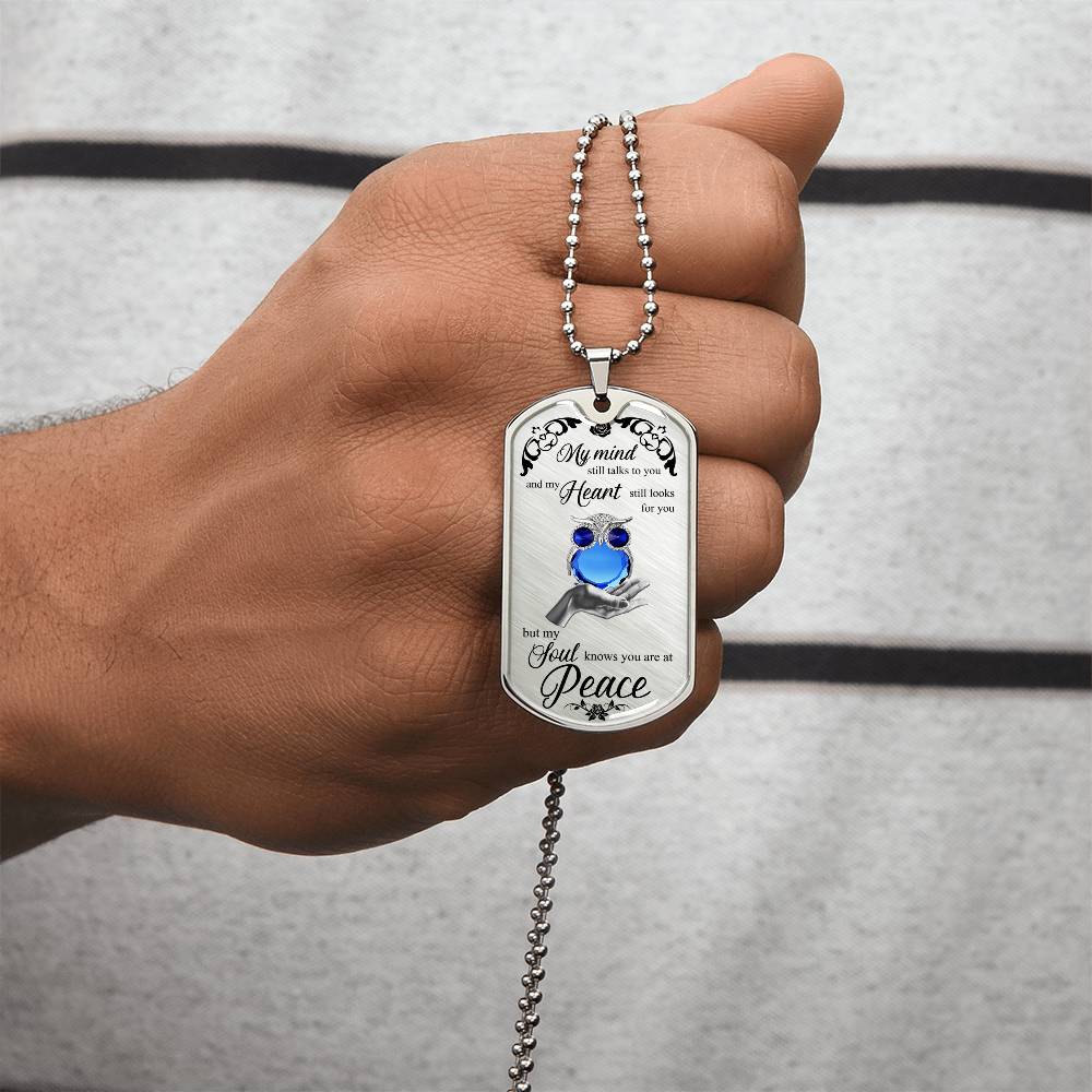 Owl On Lady Hand Luxury Dog Tag - Army Tag Necklace, Dog Tag Necklace