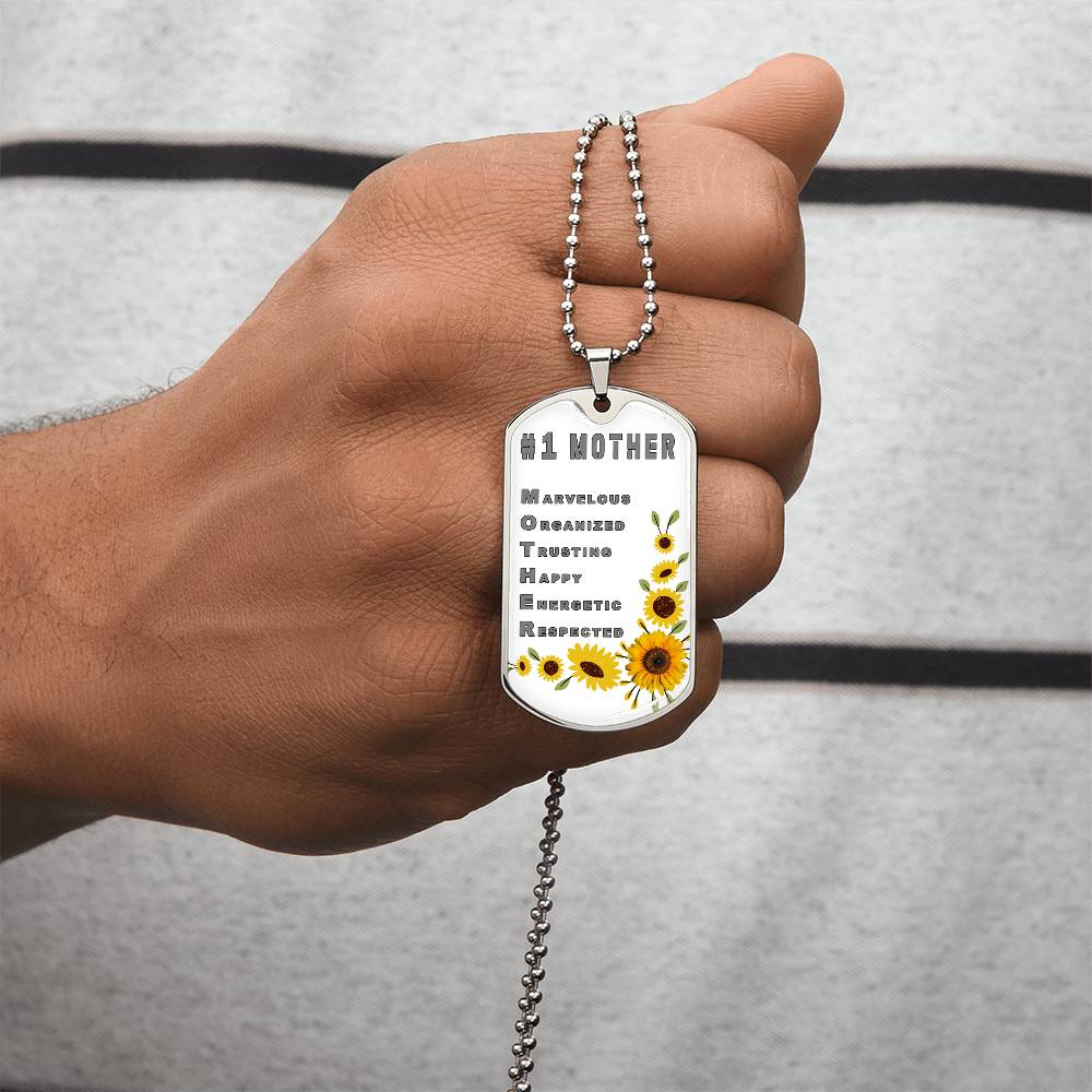 #1 Mother Personalized Dogtag Necklace White Mothers Day Gift - Army Tag Necklace, Dog Tag Necklace