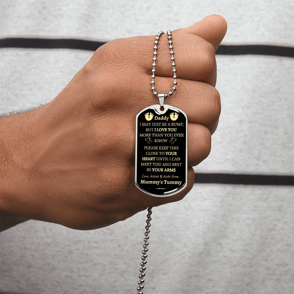 Daddy-I Love You-From Mummy's Tummy-Dog Tag Necklace - Army Tag Necklace, Dog Tag Necklace