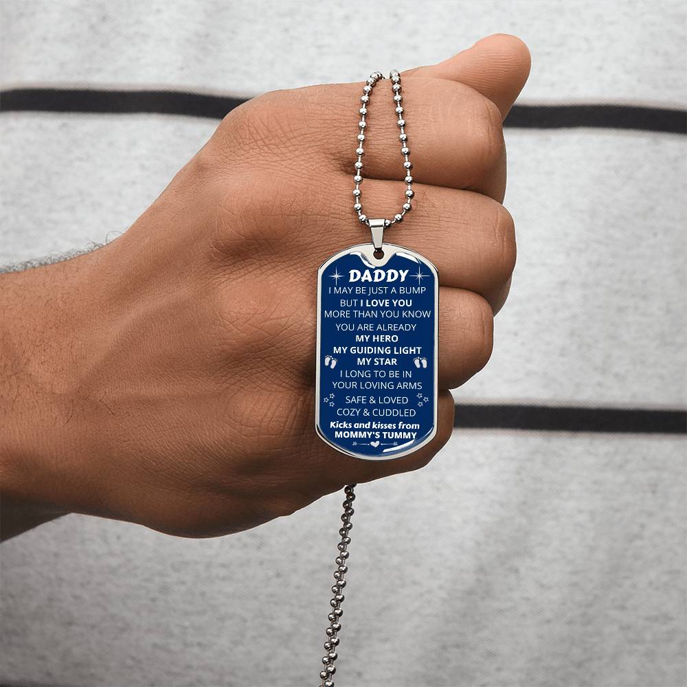 New Dad-To-Be 'My Guiding Light, My Star' - Pendant - Army Tag Necklace, Dog Tag Necklace