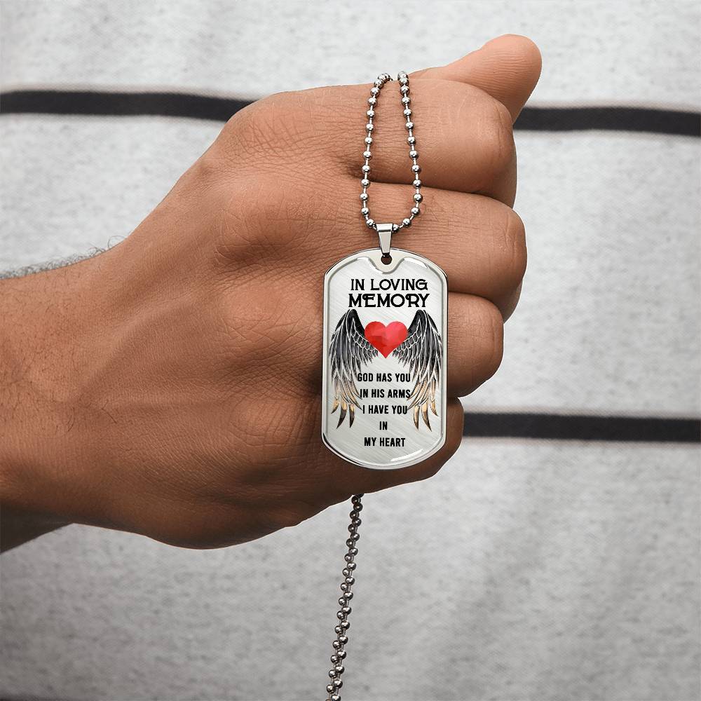 Family In Loving Memory Luxury Dog Tag Necklace With Back Engraving - Army Tag Necklace, Dog Tag Necklace