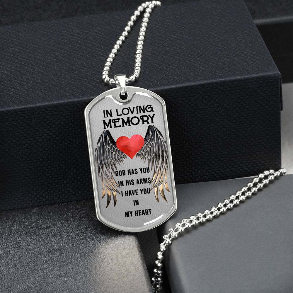 Family In Loving Memory Luxury Dog Tag Necklace With Back Engraving - Army Tag Necklace, Dog Tag Necklace
