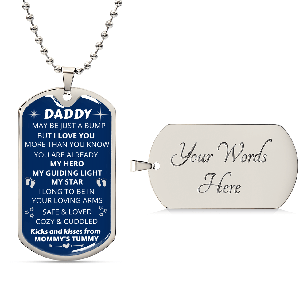 Personalized Dog Tag, New Dad Gift, Daddy Gift From Unborn, New Dad Gift From Wife, Bump Gift, New Dad Gift Idea - Army Tag Necklace, Dog Tag Necklace