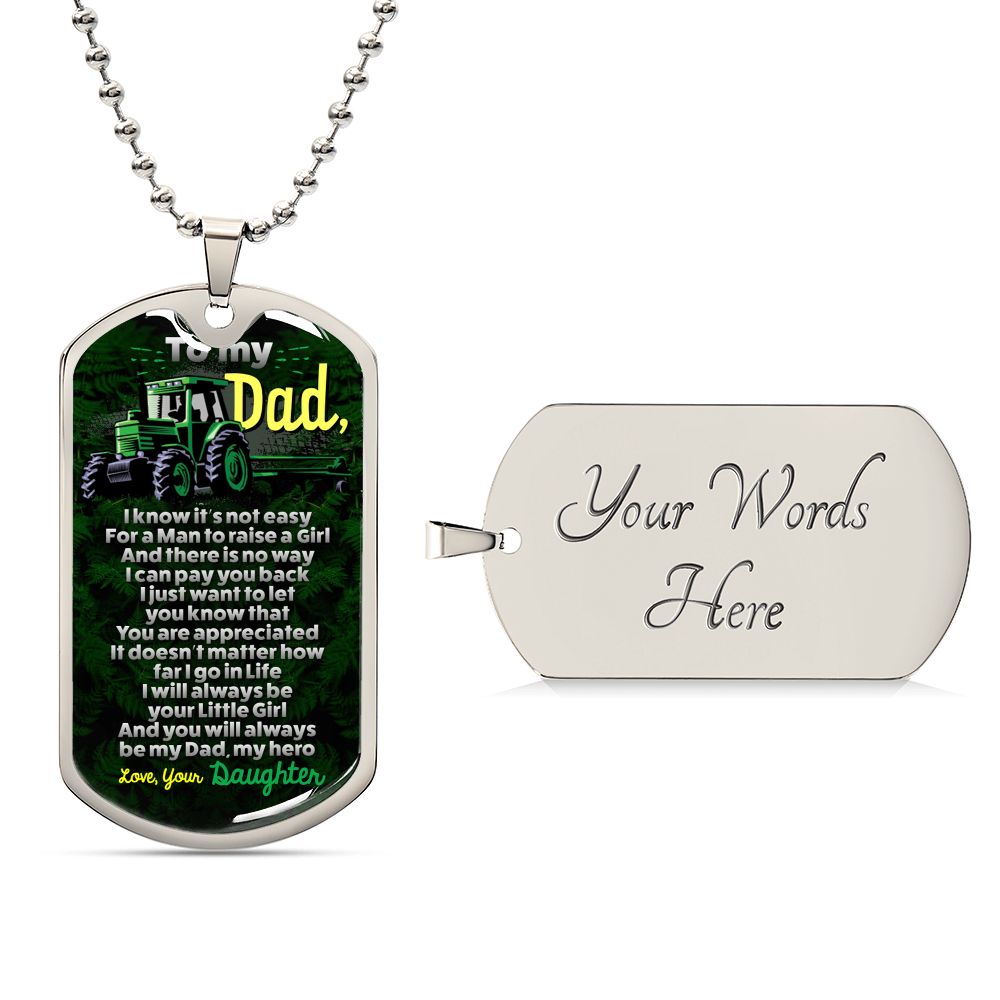 Gift From Daughter - Father Daughter Gift - Dad Gift Ideas - Gift For Father - Gift For Dad - Dad's Birthday Gift Idea - Army Tag Necklace, Dog Tag Necklace