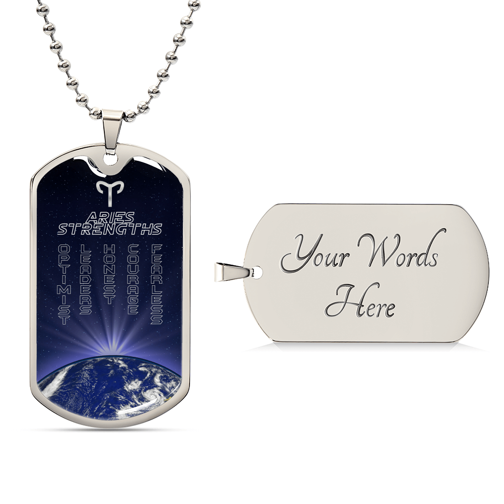 Aries Ball Chain Dog Tag Necklace - Army Tag Necklace, Dog Tag Necklace