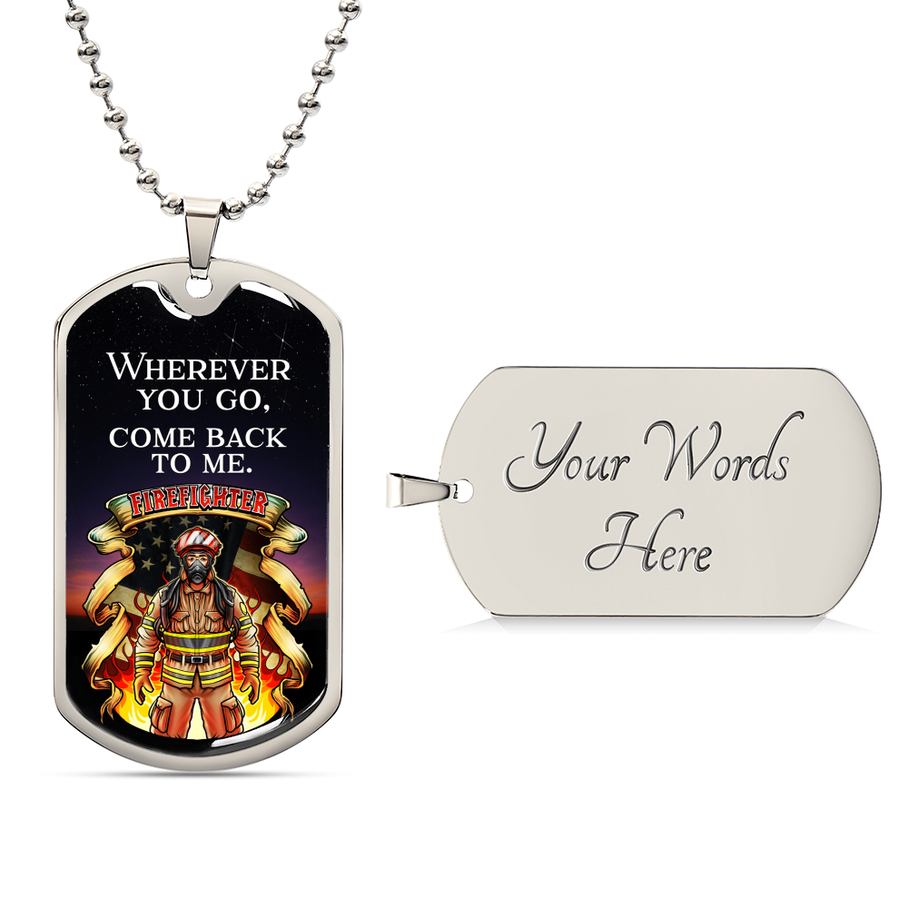 Gift For Firefighters - Army Tag Necklace, Dog Tag Necklace
