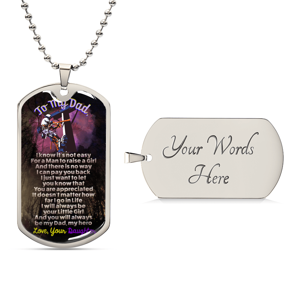Lineman Dad - Premium Dog Tag From Daughter - Army Tag Necklace, Dog Tag Necklace