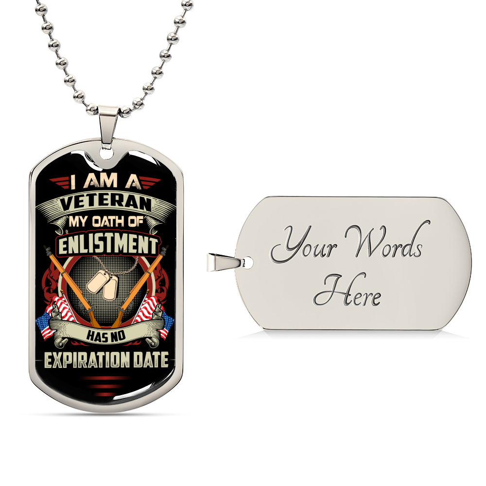I Am A Veteran Premium Military Ball Chain Pendant - Dog Tag - Army Tag Necklace, Dog Tag Necklace