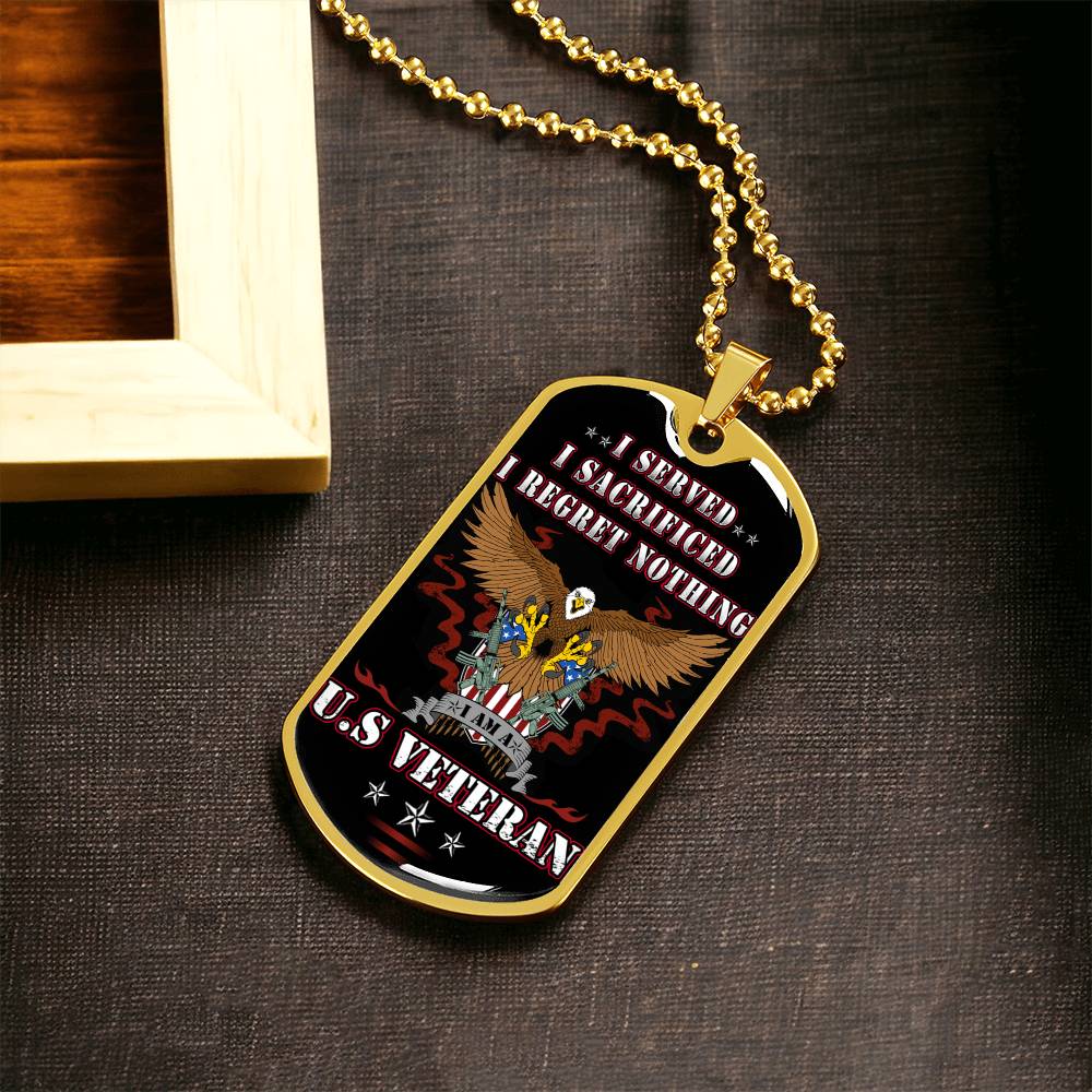 Proud Veteran Dog Tag Premium Pendant - Army Tag Necklace, Dog Tag Necklace