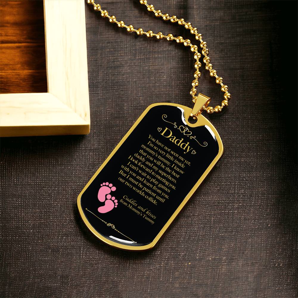 Gift For New Dad - Birthday Gift - Bump Gift - New Dad Gift From Mommy's Tummy - New Dad Gift From Wife - Daddy Gift - Army Tag Necklace, Dog Tag Necklace