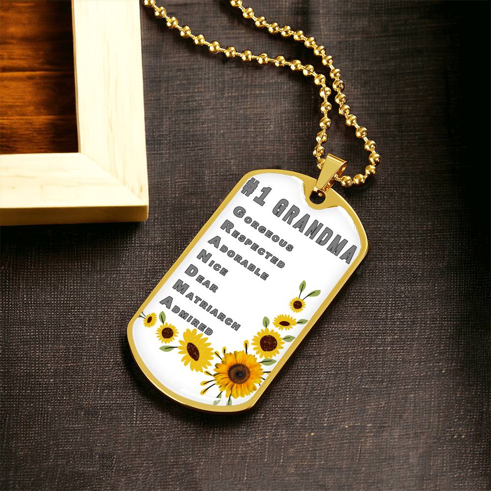 #1 Grandma Personalized Dogtag Necklace White Mothers Day Gift - Army Tag Necklace, Dog Tag Necklace