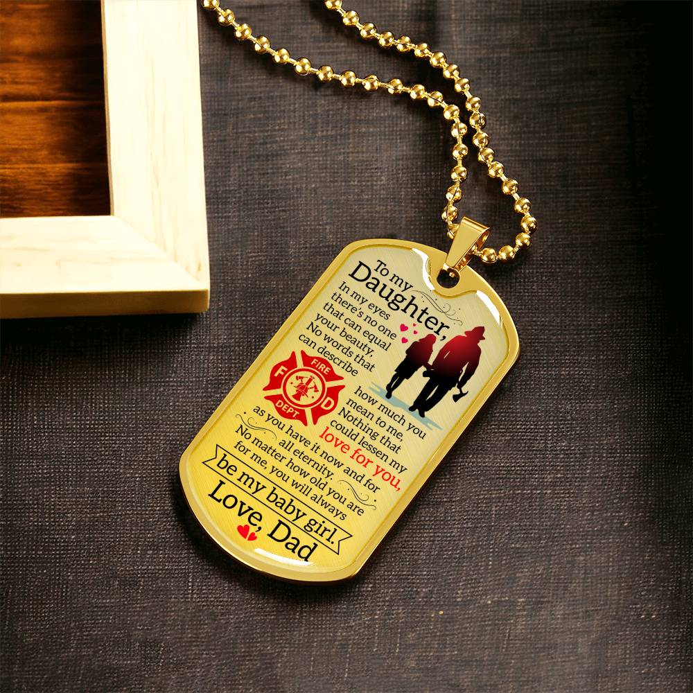 Firefighter Daughter Necklace - Firefighter Mom Necklace Gift - Firefighter Gift - Gift For Daughter - Gift From Father - Army Tag Necklace, Dog Tag Necklace