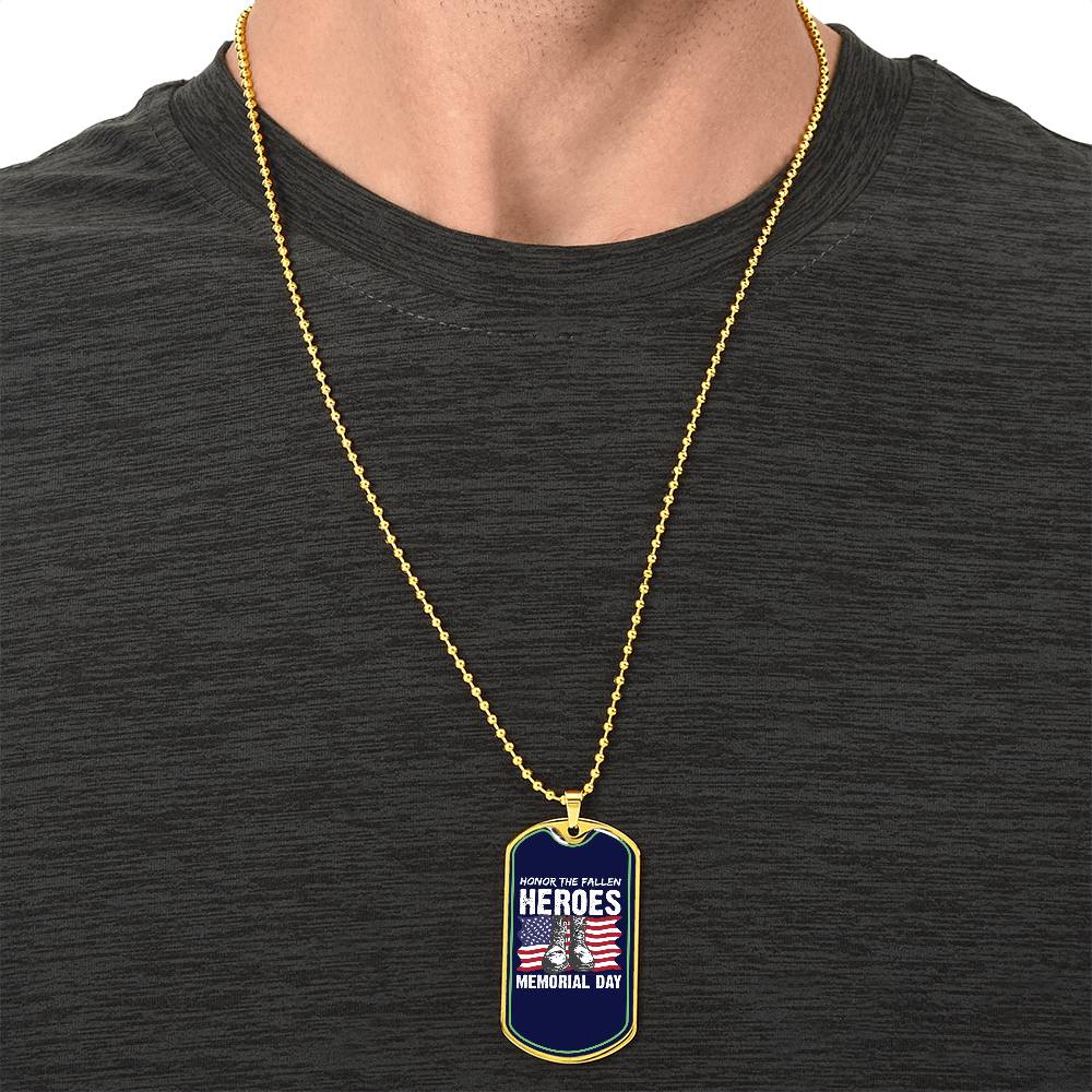 Honor The Fallen Heroes, Memorial Day, American Flag Military May 25Th Gift, Military Daughter Freedom Memorial Day, July 4Th - Army Tag Necklace, Dog Tag Necklace