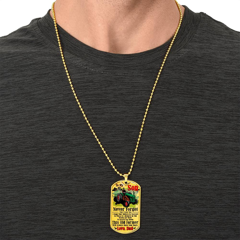Farmer's Son - Premium Dog Tag - Army Tag Necklace, Dog Tag Necklace