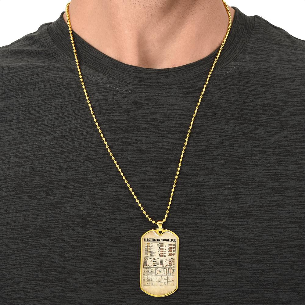 Electrician Knowledge Dog Tag Pendant - Army Tag Necklace, Dog Tag Necklace
